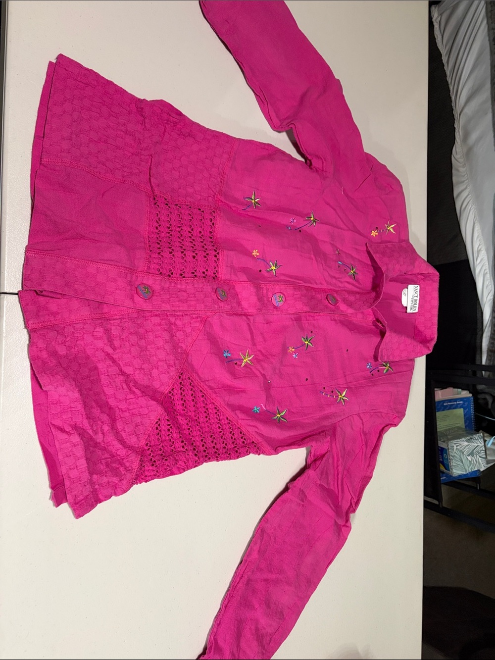 Fuchsia Embroidered shirt for Women